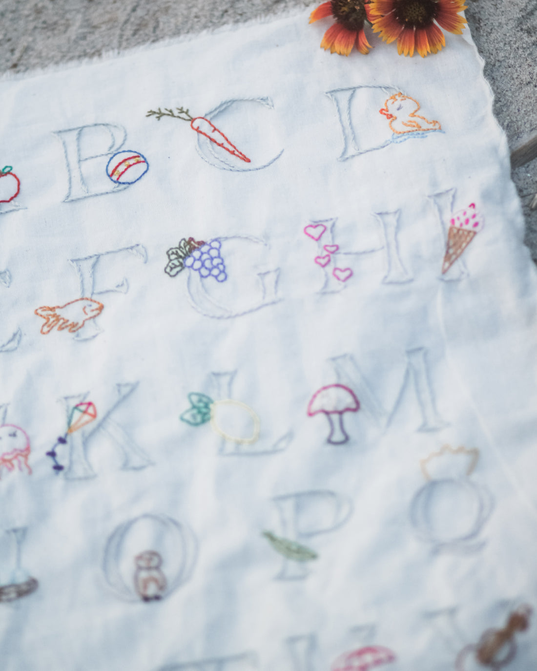 Alphabet Garden Embroidery Pattern | Sunflower Seams Pattern Company | Digital PDF Embroidery Pattern