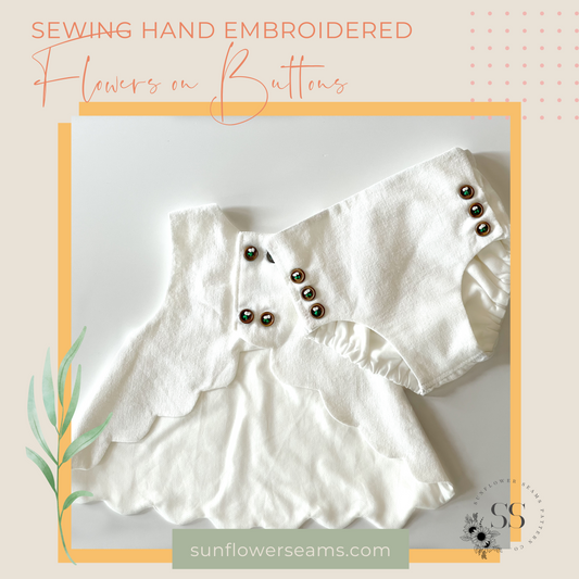 Sewing Hand Embroidered Flowers on Buttons {A Tutorial}